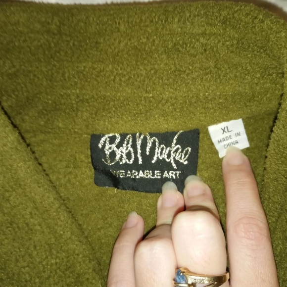Olive Green Embroidered Fleece Jacket - Picture 4 of 4